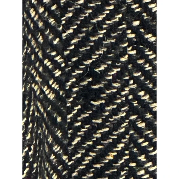 VTG Learsy 100% Wool Herringbone Coat Black White Red Lining Made in Uruguay 12 - Picture 14 of 16